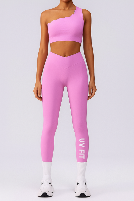 UV FIT One-Shoulder Lace Yoga Set
