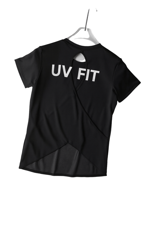 UV FIT Women’s Activewear T-Shirt – Lavender Back Cutout Design
