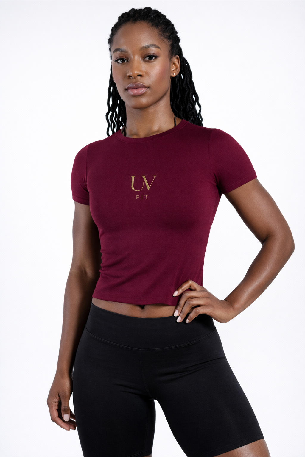 UV FIT Ladies Solid Color Gym Short Sleeve Top