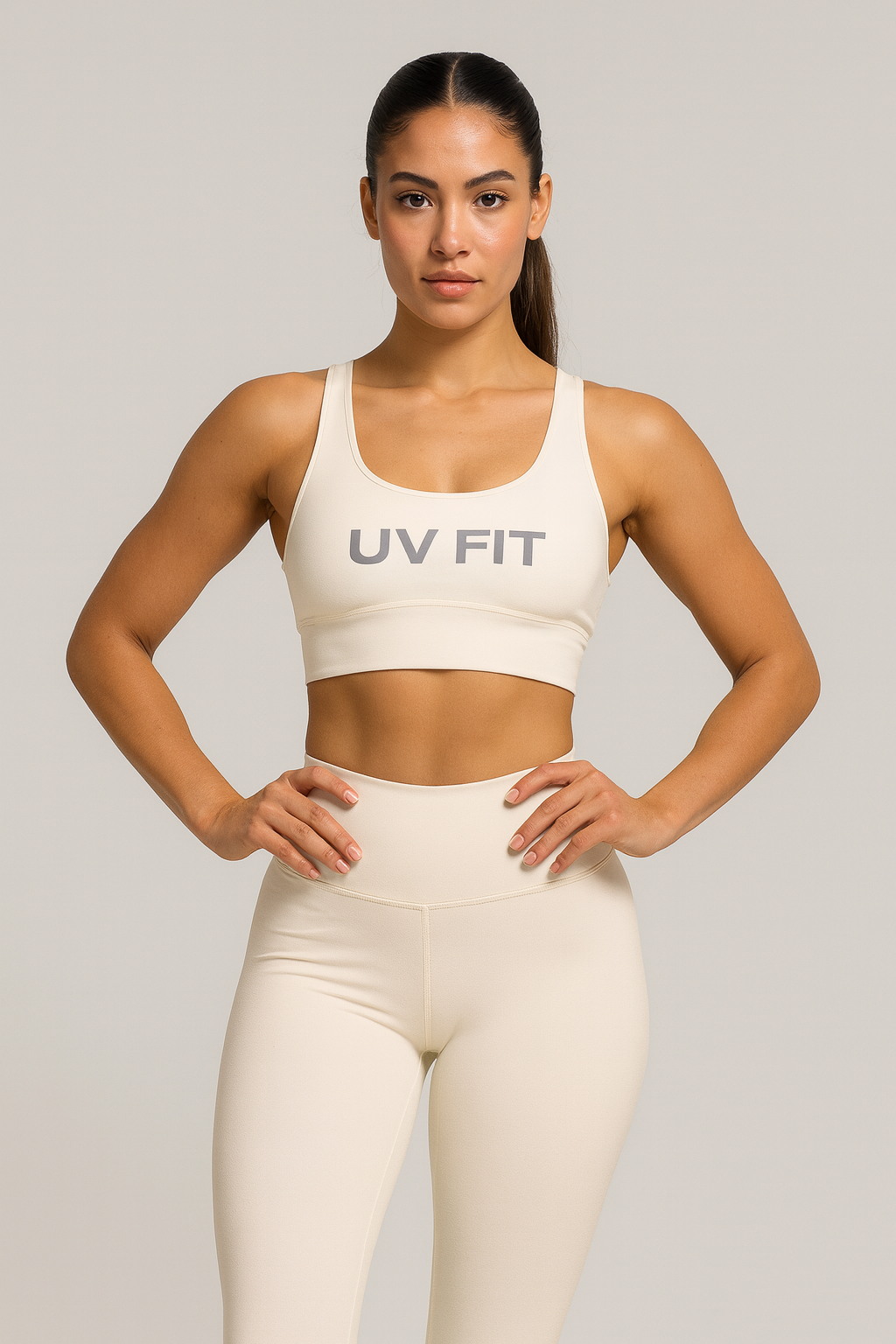 UV FIT Seamless Pink Workout Set – Sports Bra & High-Waist Leggings