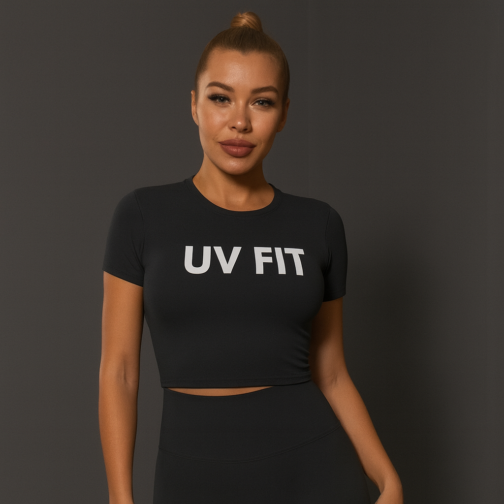 UV FIT Women’s Teal Seamless Crop Top and Leggings Set