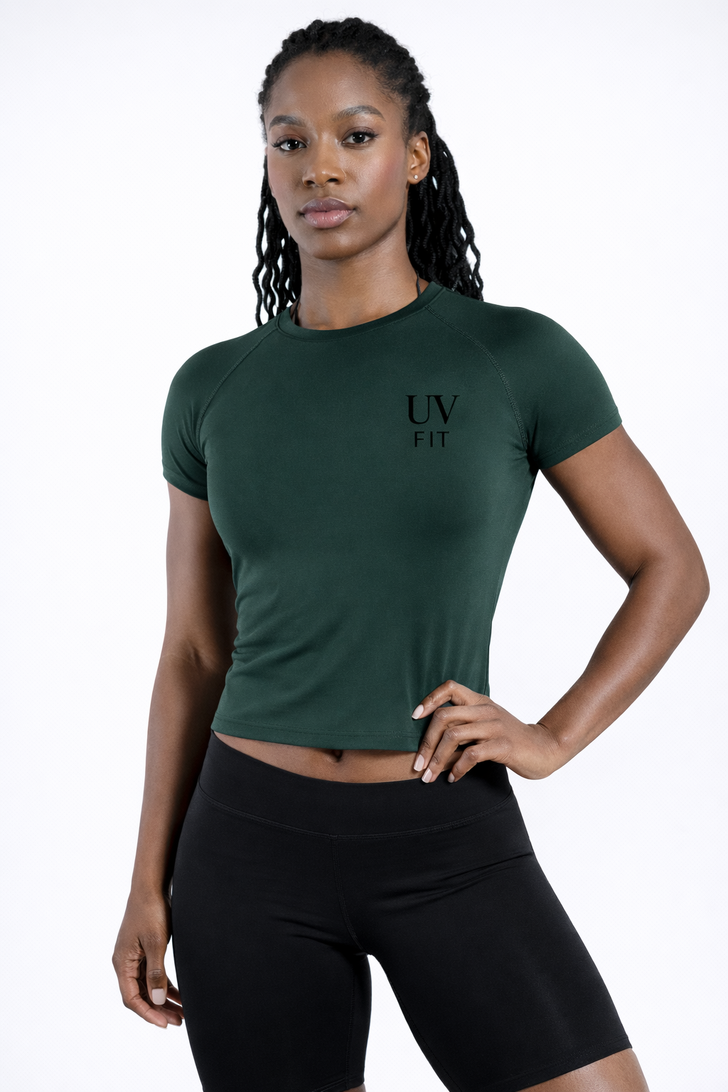 UV FIT Ladies Solid Color Gym Short Sleeve Top