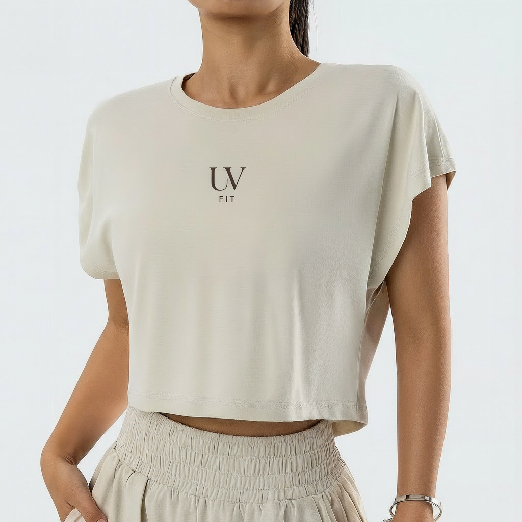 UV FIT Loose Yoga Top – Summer Sportswear with Short Sleeves