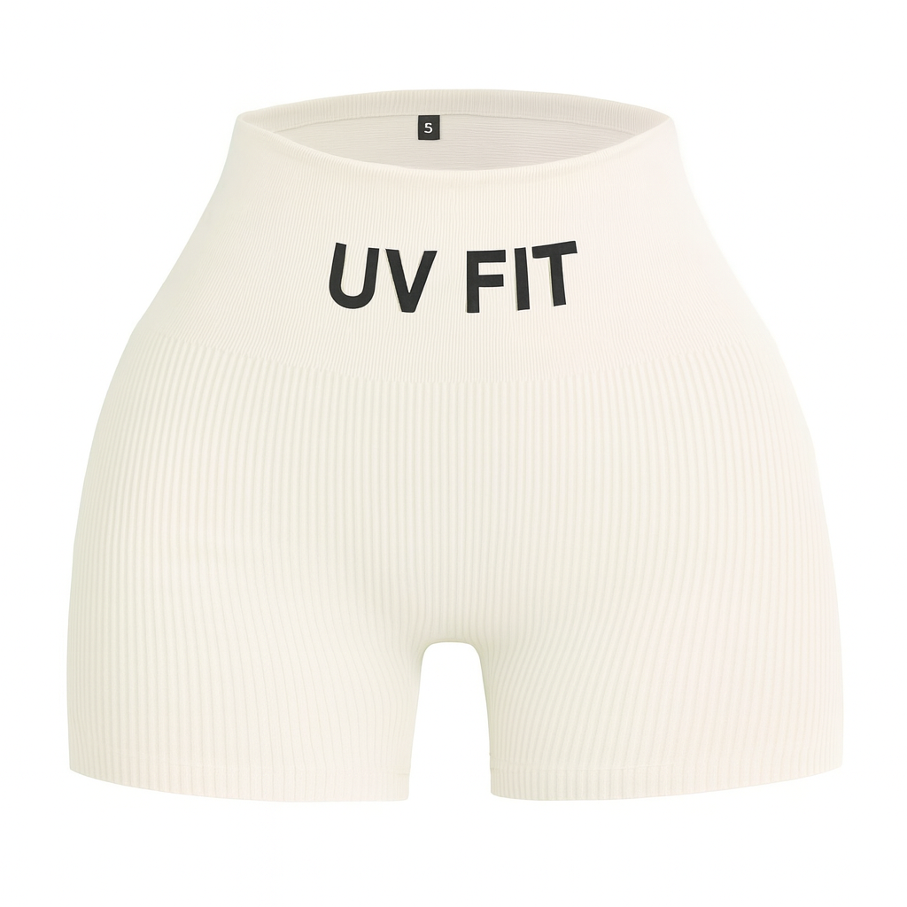 UV FIT Ribbed High-Waisted Seamless Shorts
