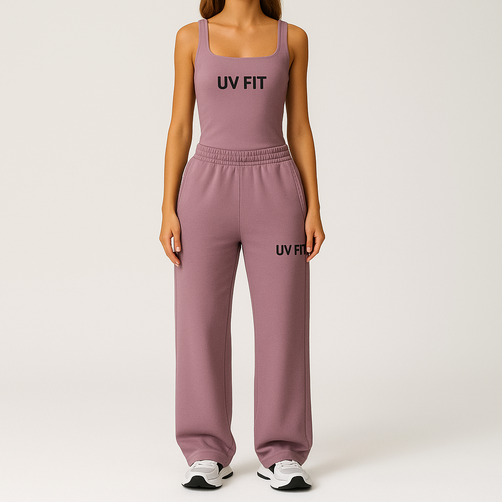 UV FIT Women’s Activewear Set – Tank Top & Wide-Leg Joggers