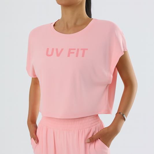 UV FIT Loose Yoga Top – Summer Sportswear with Short Sleeves