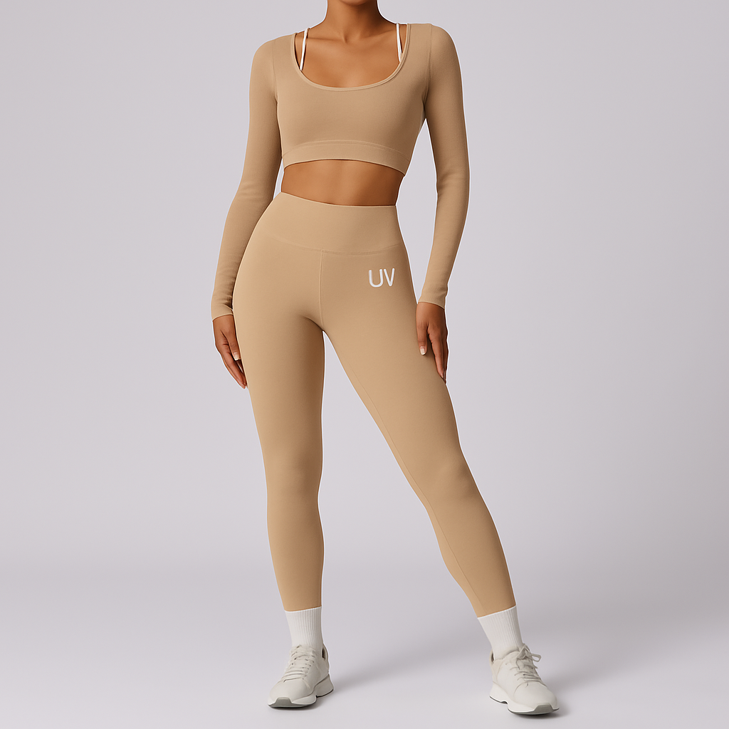 2PCS Gym Set Women UV FIT Workout Backless Yoga Suit