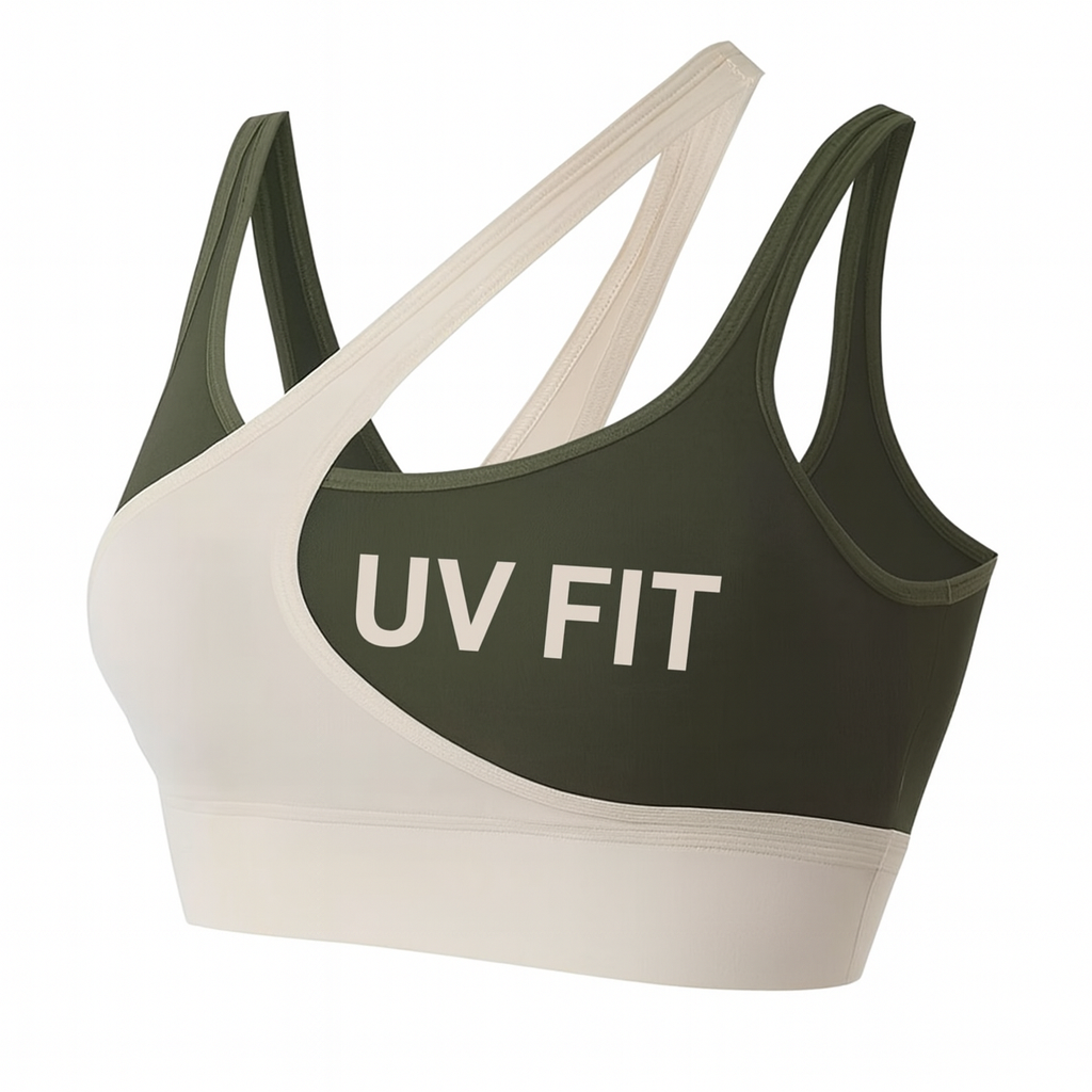 UV FIT Asymmetrical Color-Block Sports Bra