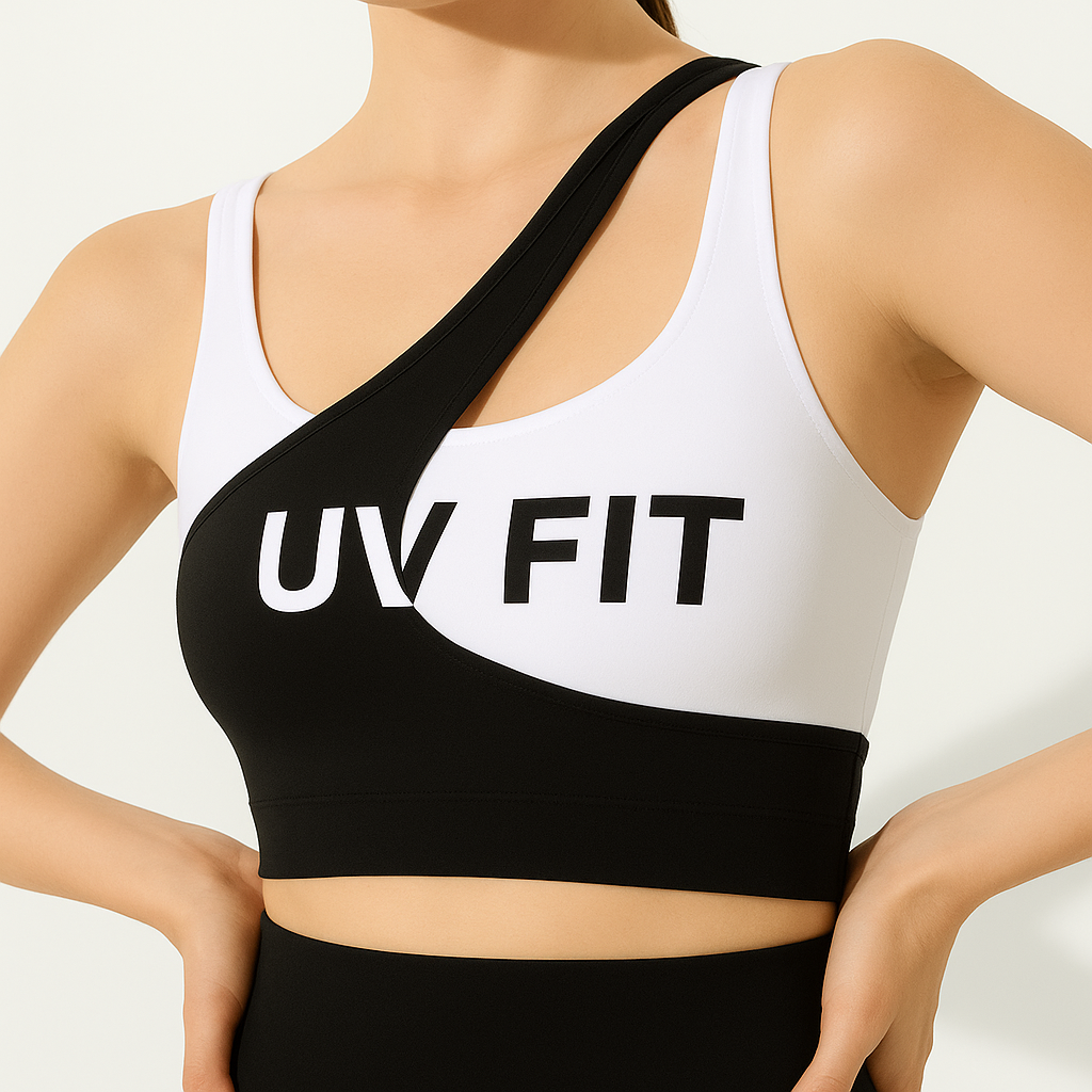 UV FIT Asymmetrical Color-Block Sports Bra
