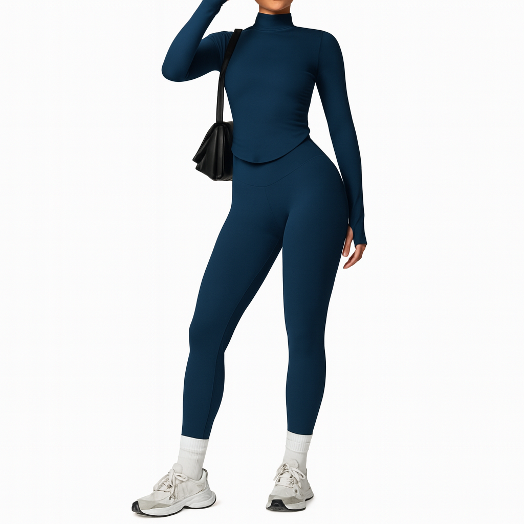 UV FIT Activewear Set – Zip Crop Top & High-Waisted Leggings