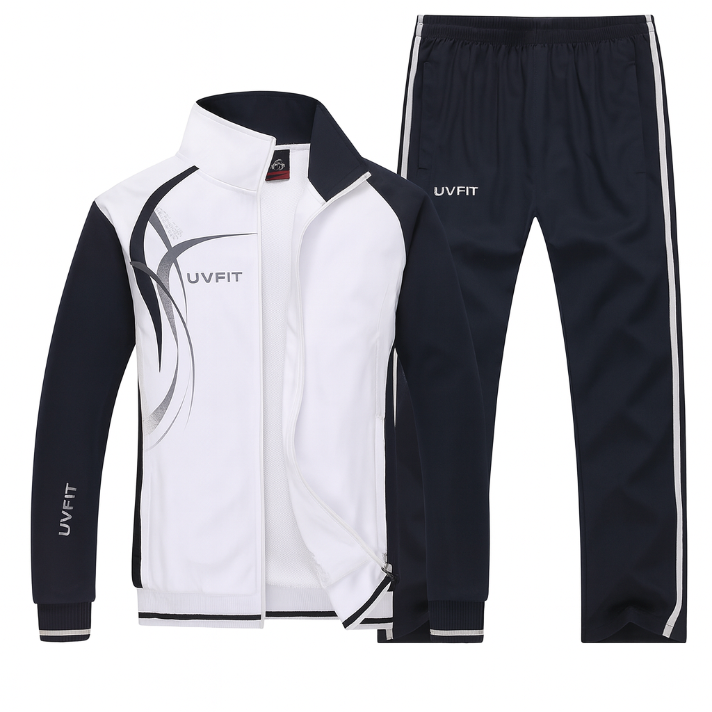 UV FIT Men’s Athletic Tracksuit – Premium Zip-Up Jacket & Jogger Pants Set