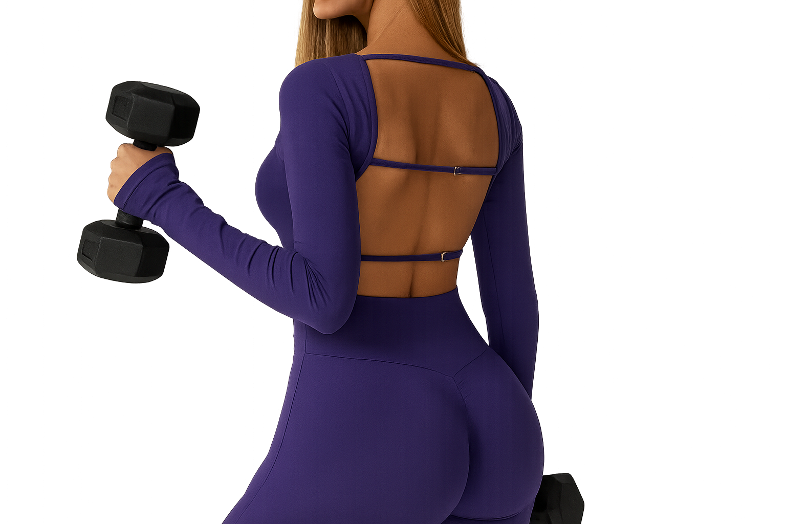 Open Back Long Sleeve Workout Jumpsuit – UV FIT