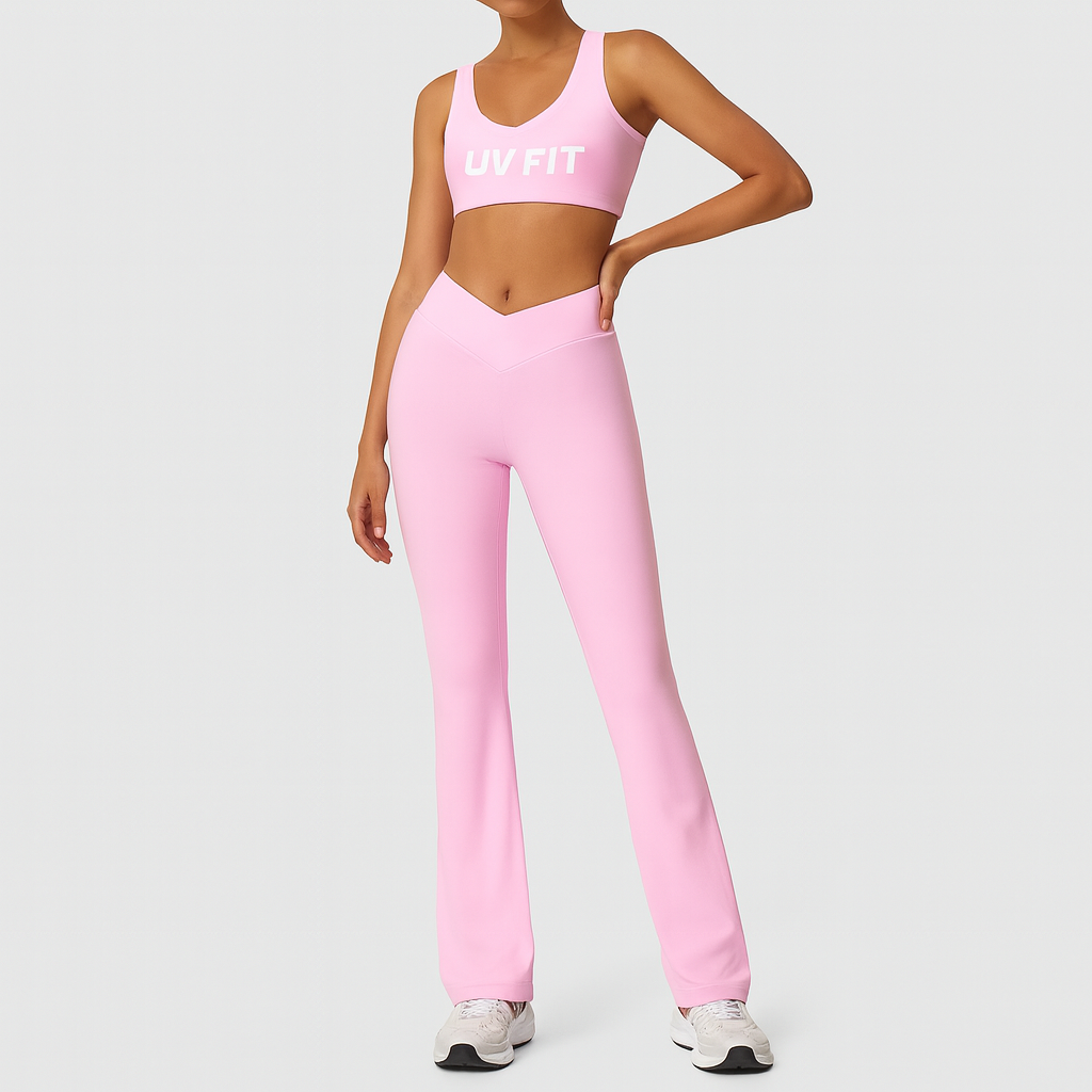 UV FIT Women’s Activewear Set – Sports Bra & Flared Leggings
