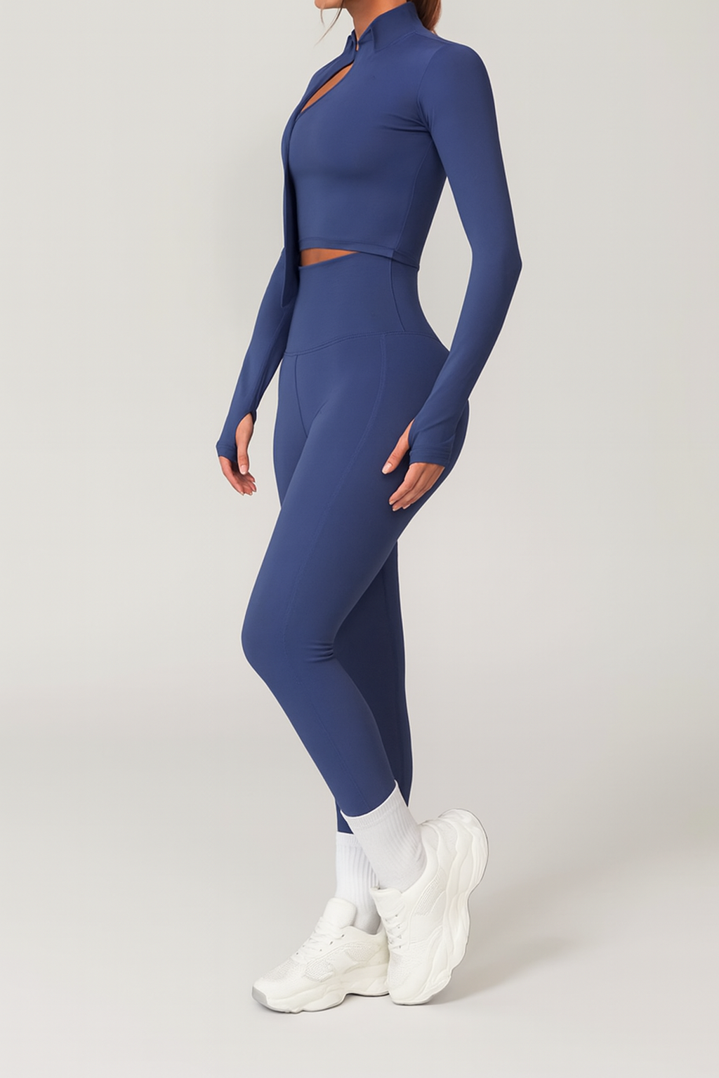 UV FIT Activewear Set – Zip Crop Top & High-Waisted Leggings