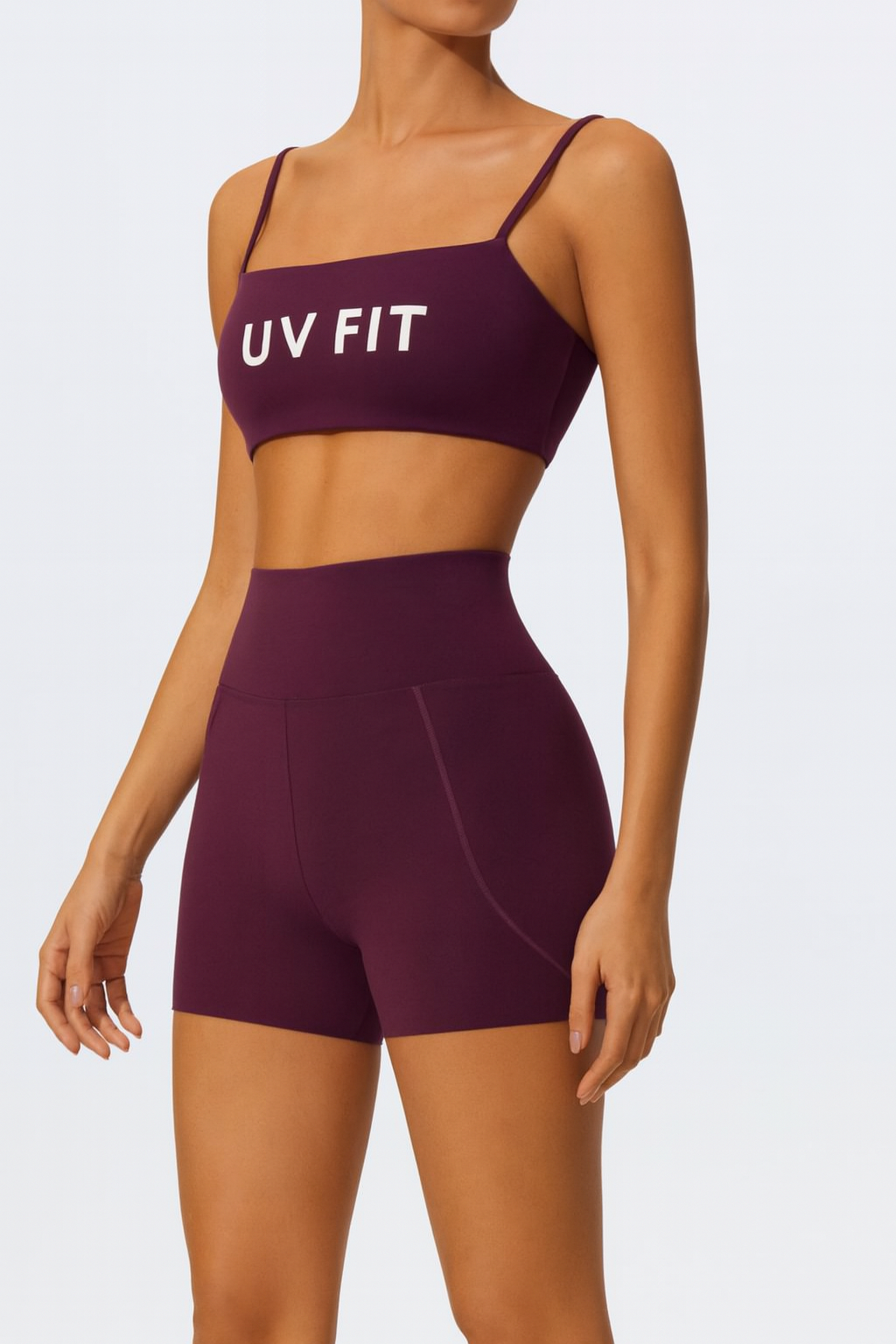 UV FIT Women’s Two-Piece Gym Workout Set – Quick-Dry Yoga Bra & Shorts Fitness Suit