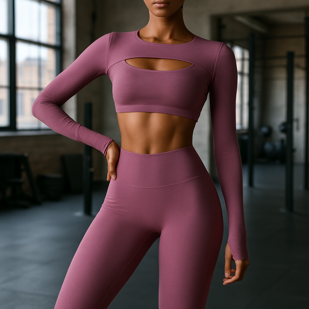 UV FIT – Mauve Seamless Long Sleeve Crop Top