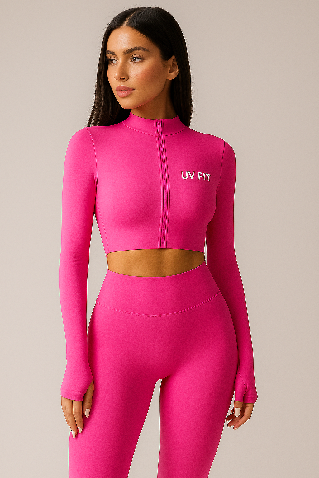 UV FIT Women’s Long-Sleeve Zipper Yoga Crop Jacket