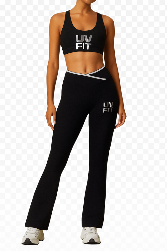 UV FIT Women’s Activewear Set – Sports Bra & Flared Leggings