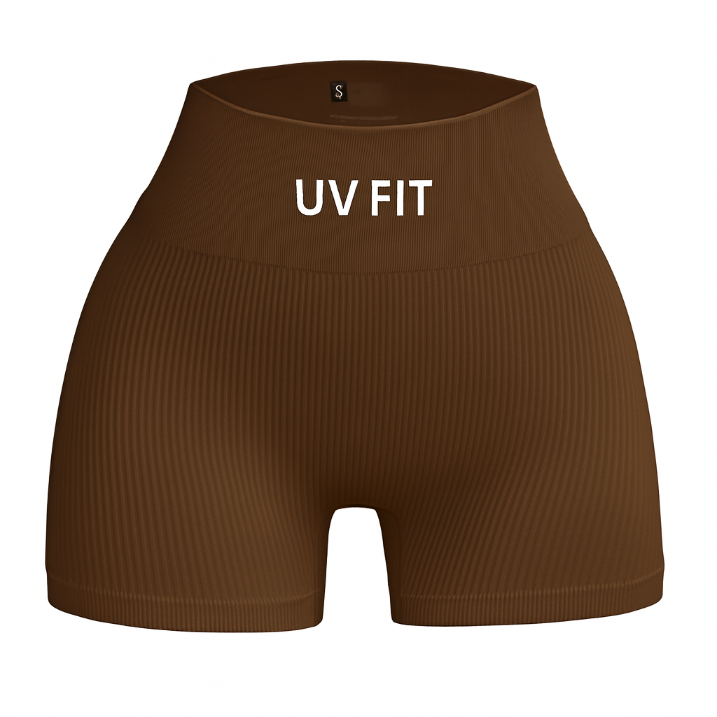 UV FIT Ribbed High-Waisted Seamless Shorts
