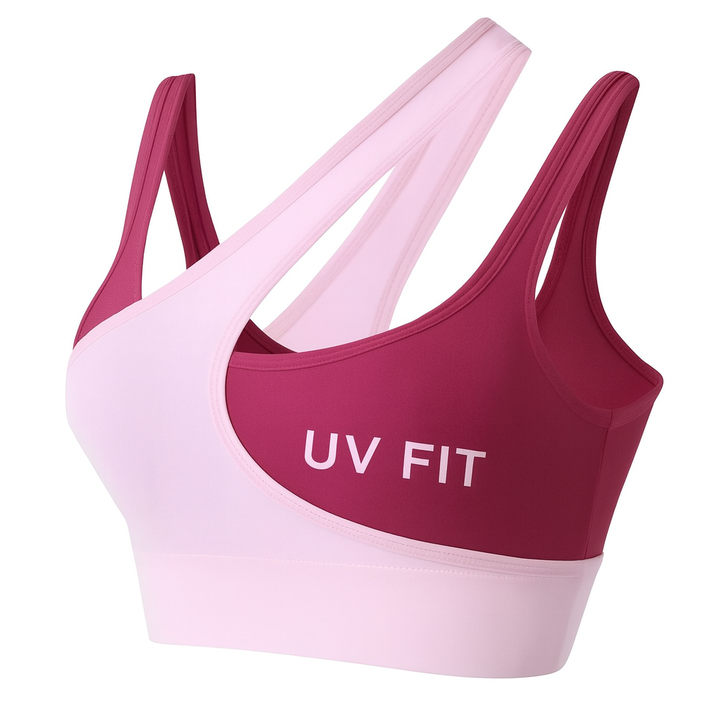 UV FIT Asymmetrical Color-Block Sports Bra