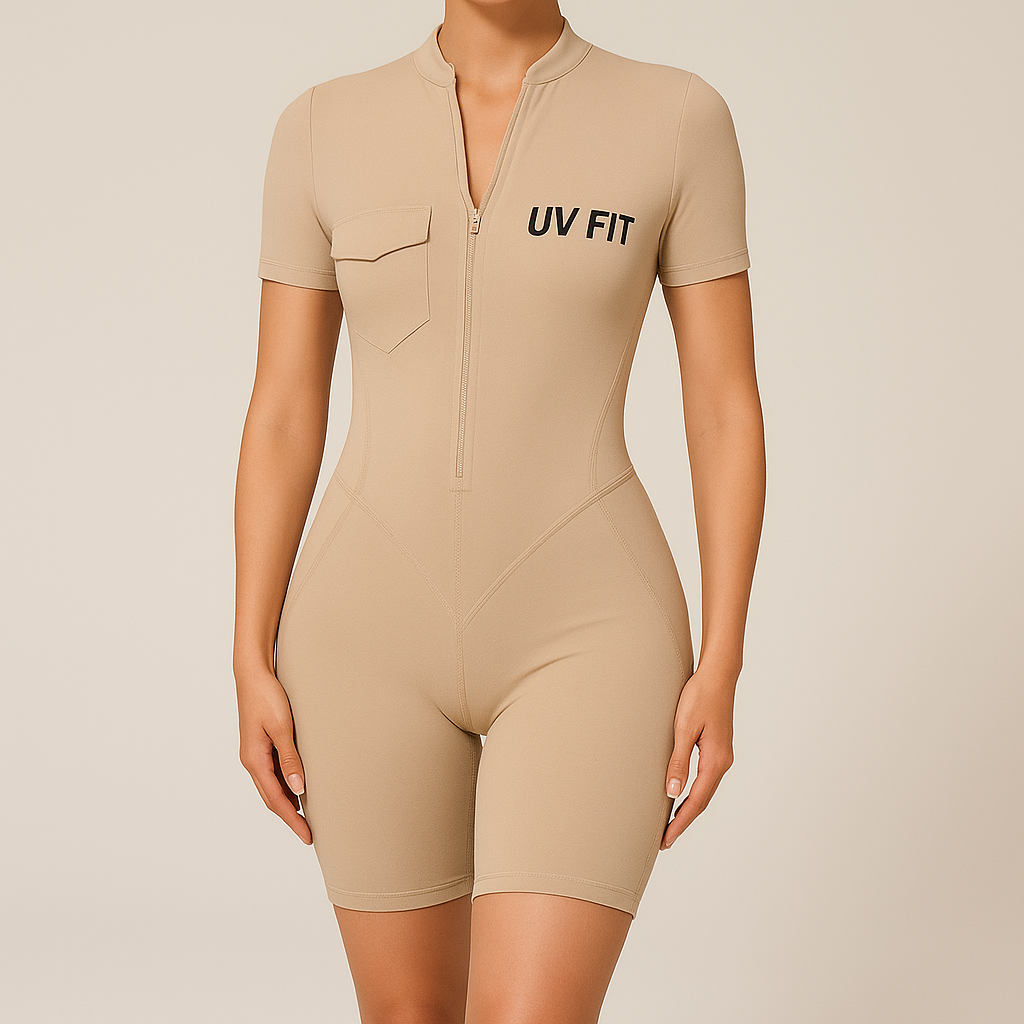 UV FIT – Luxe Short Sleeve Zip Romper