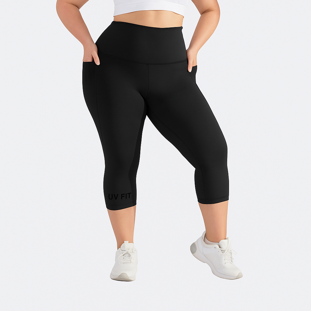 UV FIT Plus Size High-Waist Capri Leggings – Comfort & Style