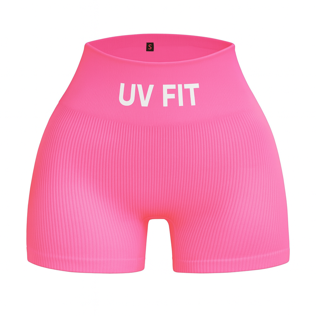 UV FIT Ribbed High-Waisted Seamless Shorts