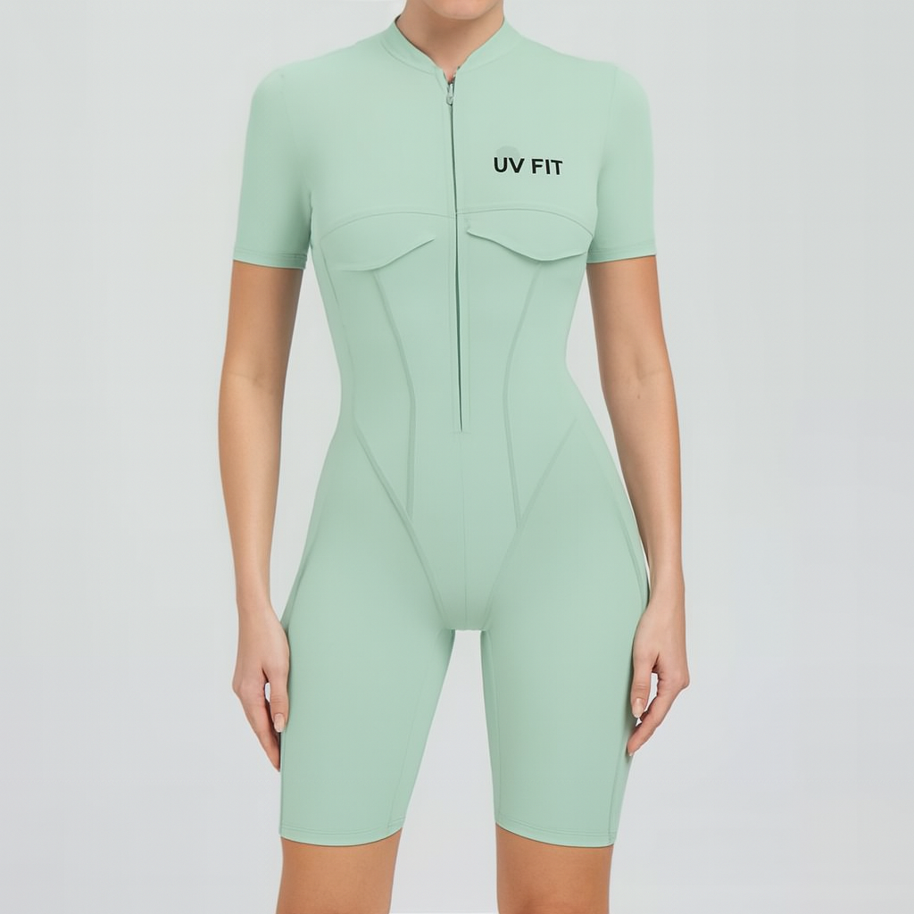 UV FIT – Luxe Short Sleeve Zip Romper