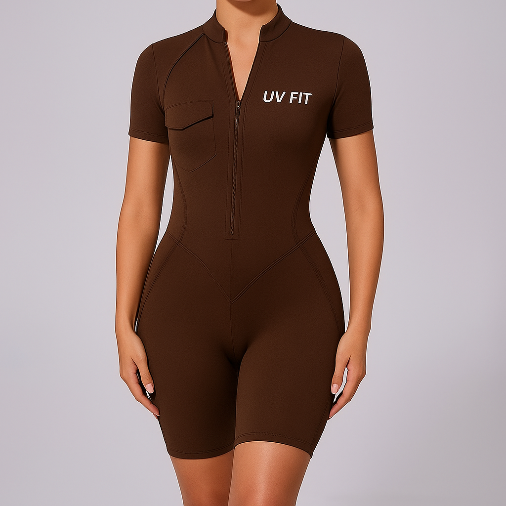 UV FIT – Luxe Short Sleeve Zip Romper
