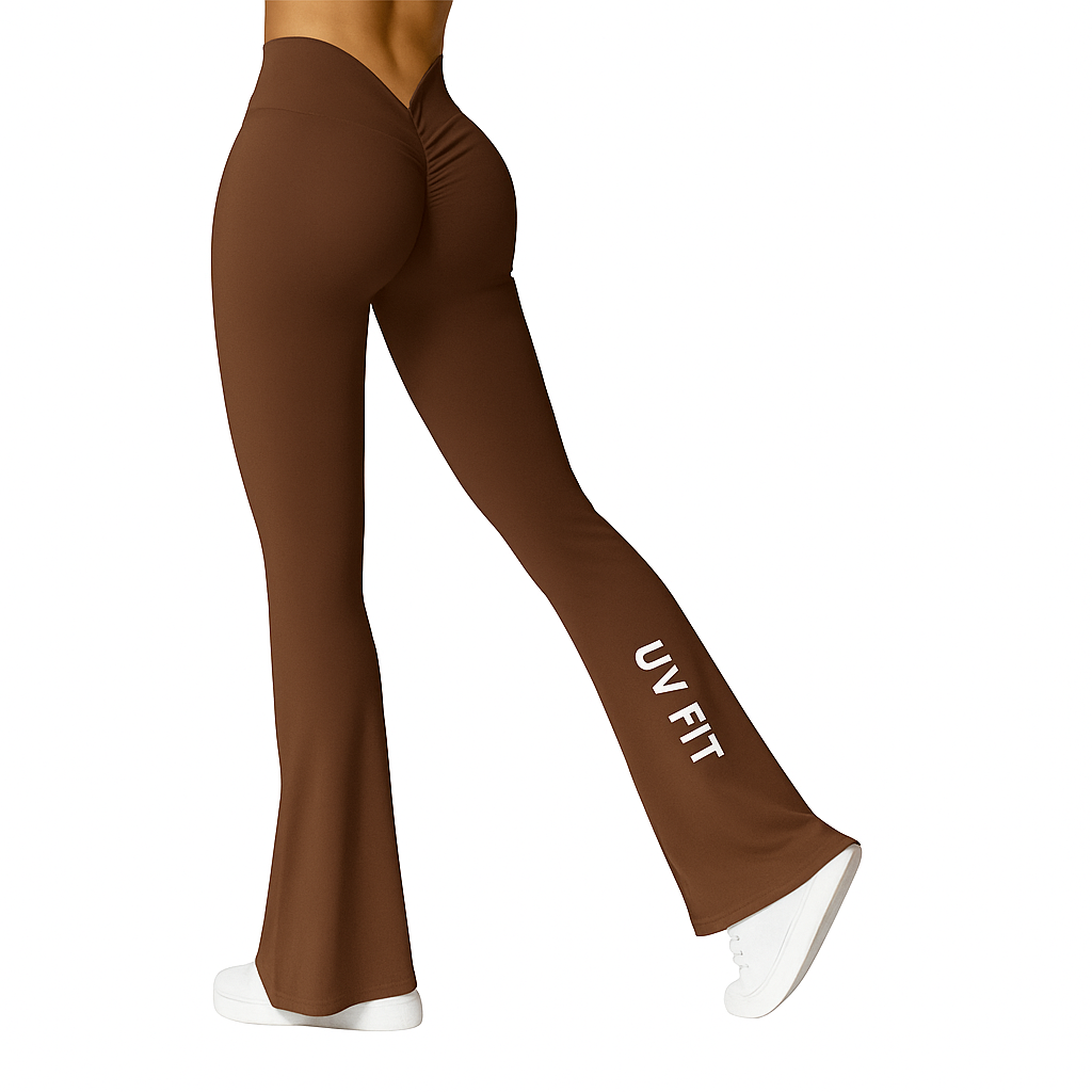 UV FIT V-Back High-Waist Push Up Leggings – Micro Flare Gym Pants