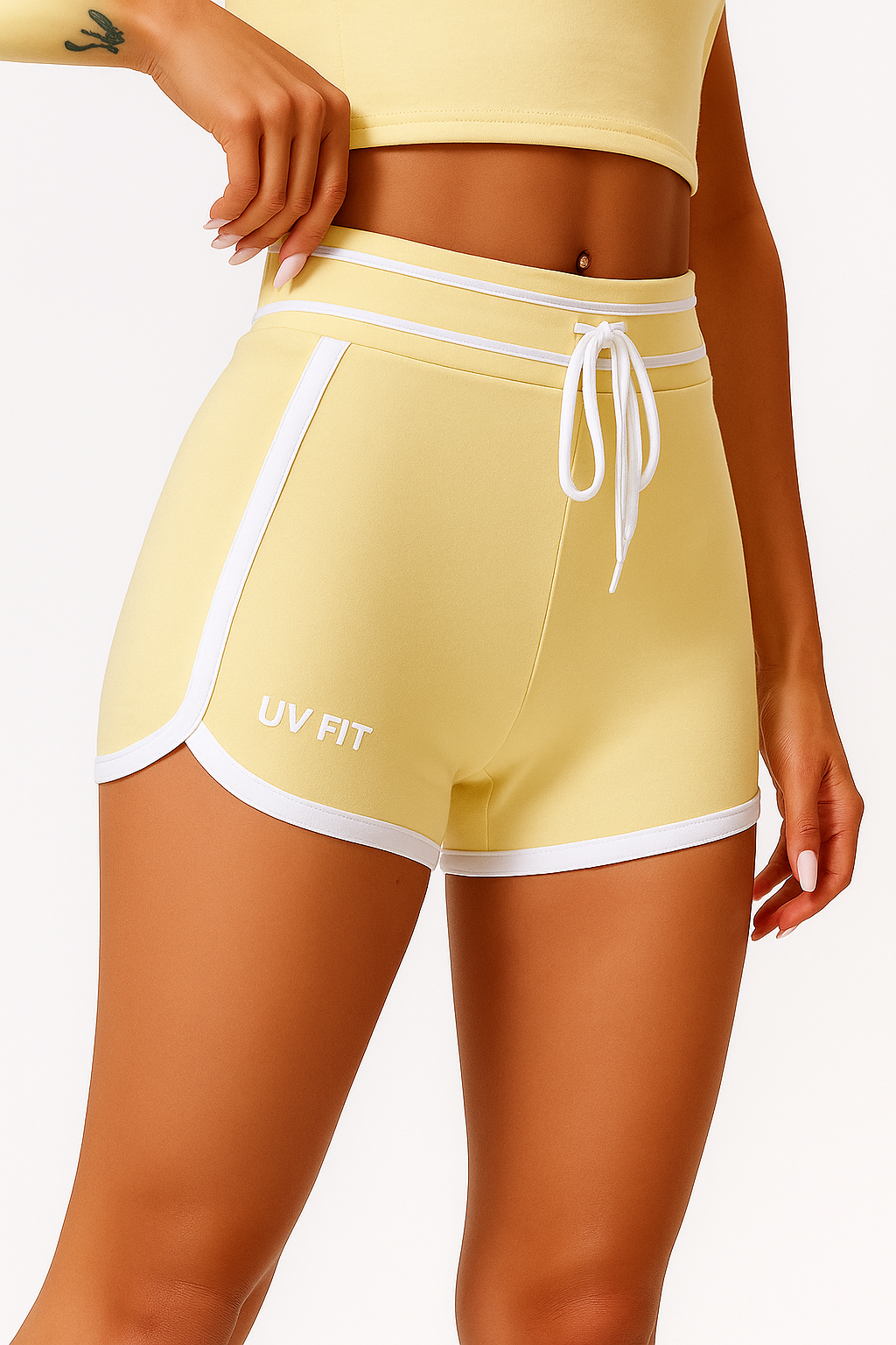 UV FIT Women’s Contrast Trim High-Waist Sports Shorts