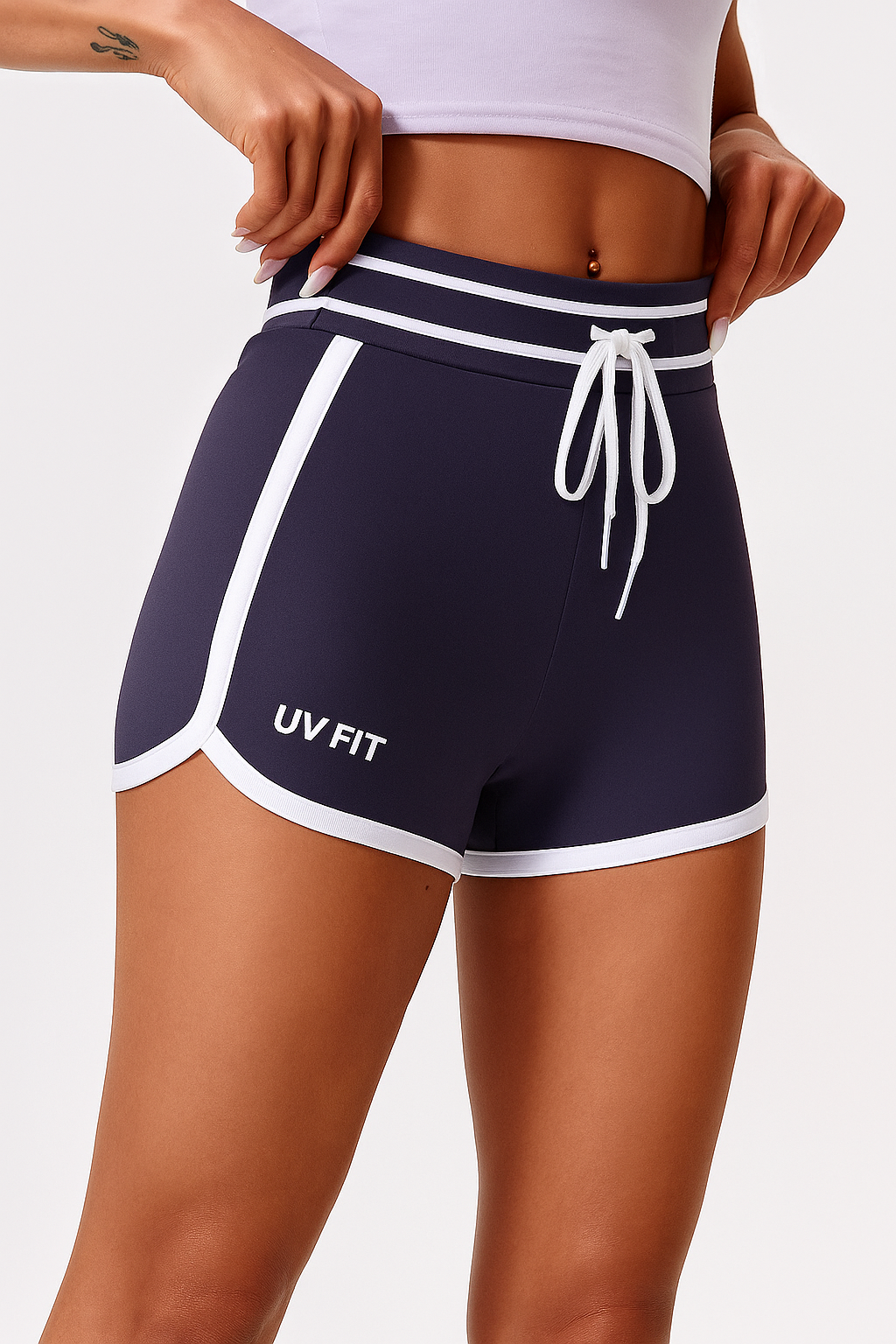 UV FIT Women’s Contrast Trim High-Waist Sports Shorts