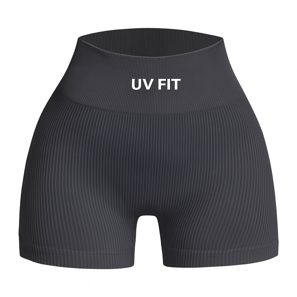 UV FIT Ribbed High-Waisted Seamless Shorts