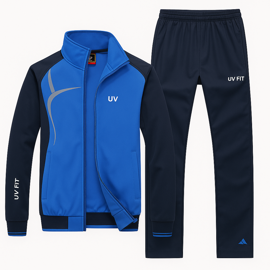 UV FIT Men’s Athletic Tracksuit – Premium Zip-Up Jacket & Jogger Pants Set