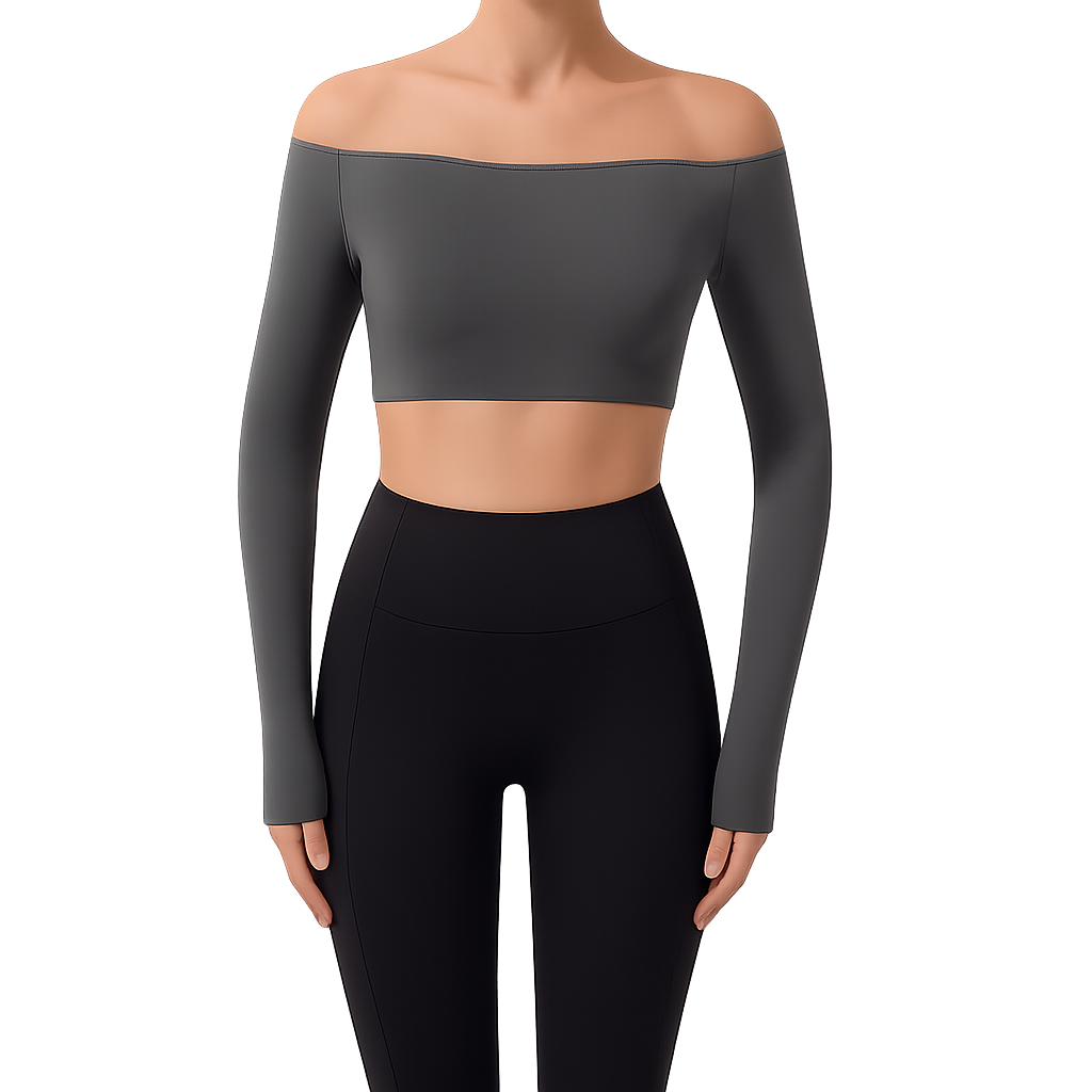 Off-Shoulder Crop Top with Long Sleeves – UV FIT