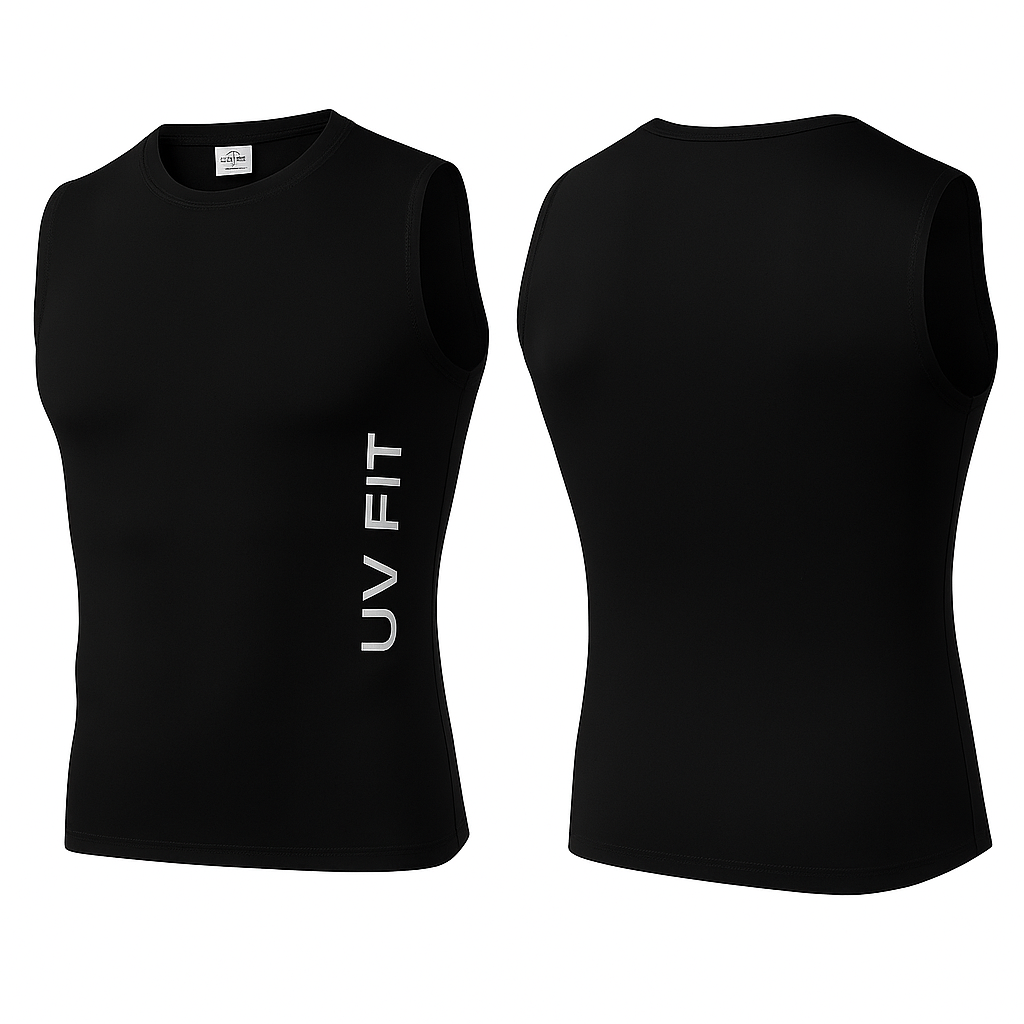 UV Fit Men’s Quick-Dry Sleeveless Compression Tank Top – Breathable Training Jersey for Running, Gym & Fitness