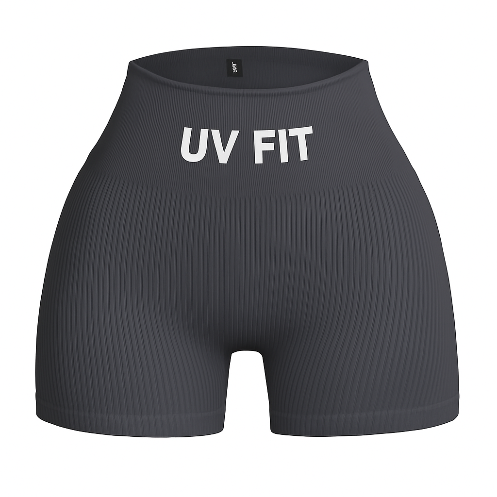 UV FIT Ribbed High-Waisted Seamless Shorts