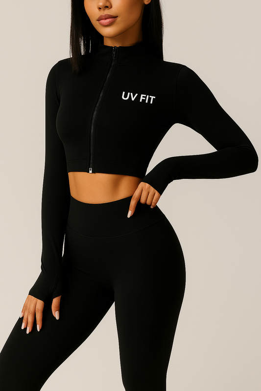 UV FIT Women’s Long-Sleeve Zipper Yoga Crop Jacket