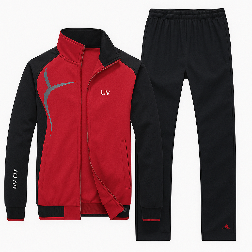 UV FIT Men’s Athletic Tracksuit – Premium Zip-Up Jacket & Jogger Pants Set