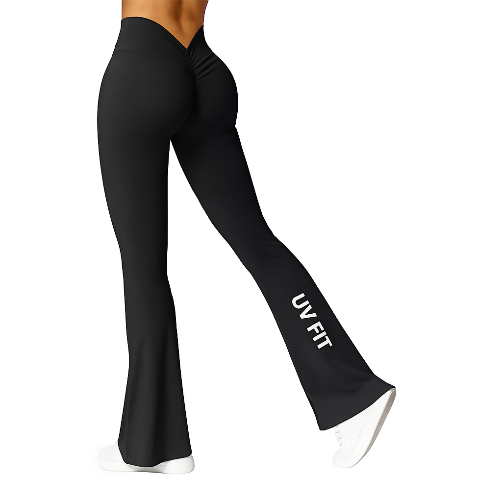 UV FIT V-Back High-Waist Push Up Leggings – Micro Flare Gym Pants