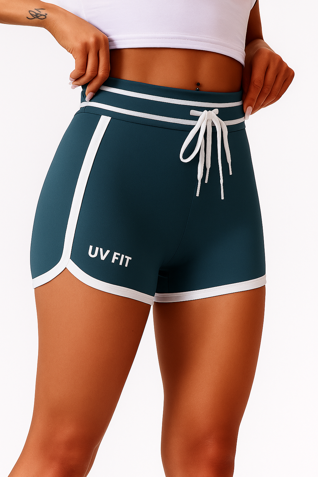 UV FIT Women’s Contrast Trim High-Waist Sports Shorts